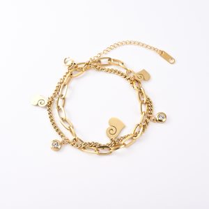 Cross-border wholesale stainless steel bracelet double layer fashion personalized female titanium steel18KGold hand jewelry does not lose its colorinsInternet slang