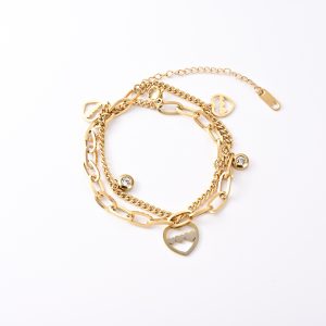 Simple fashion wild stainless steel bracelet multi-layer love models hand jewelry titanium steel round street personality trend jewelry