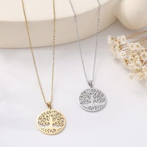Cross-border new stainless steel necklace does not lose color female summer fashion in Europe and the United States versatile simple round hollowing collarbone chain